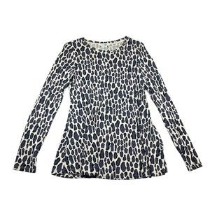 Boden cream /  gray animal print t-shirt top long‎ sleeve lightweight size US 4